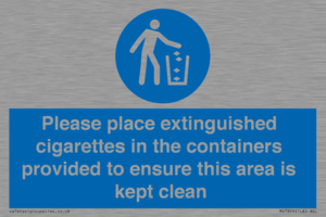 Please place extinguished cigarettes in the containers provided to ensure this area is kept clean